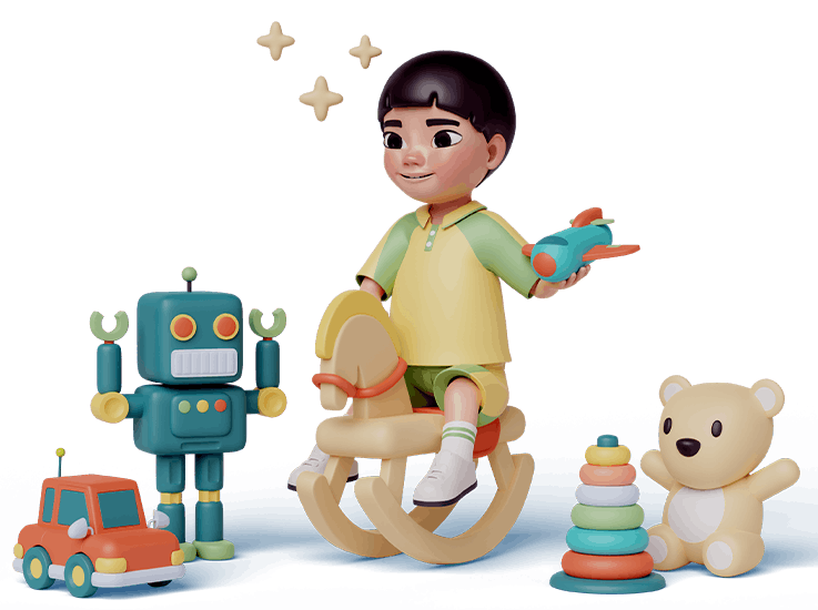 Kids with toys illustration